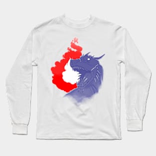 Dragon and Flame- Red, White And Blue Version Long Sleeve T-Shirt